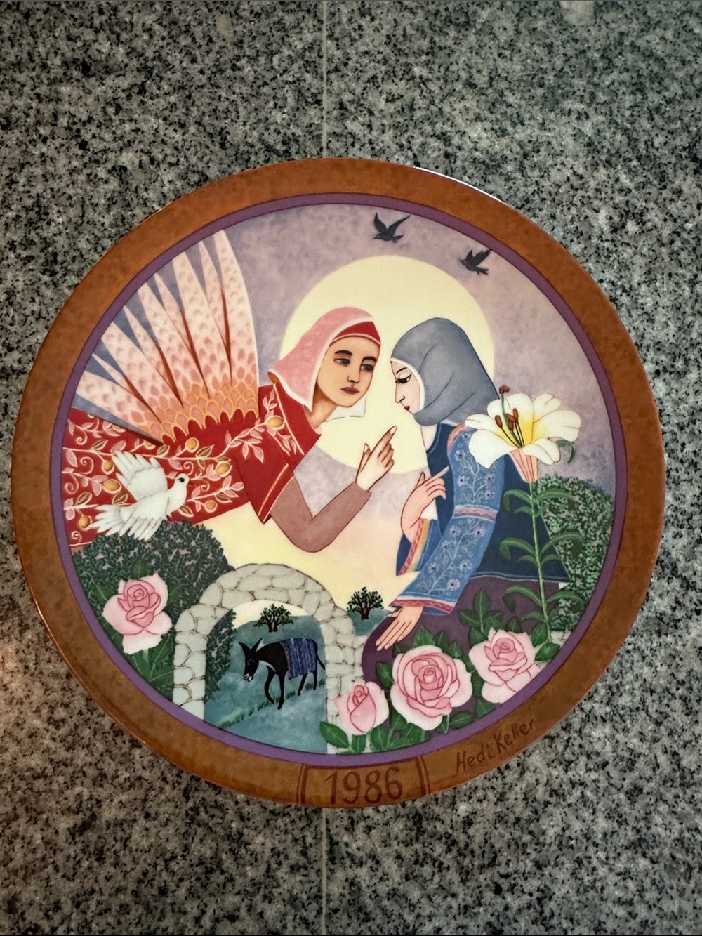 Hedi Keler 1986 Decorative Holiday Wall Plate - Pink, Purple, Blue